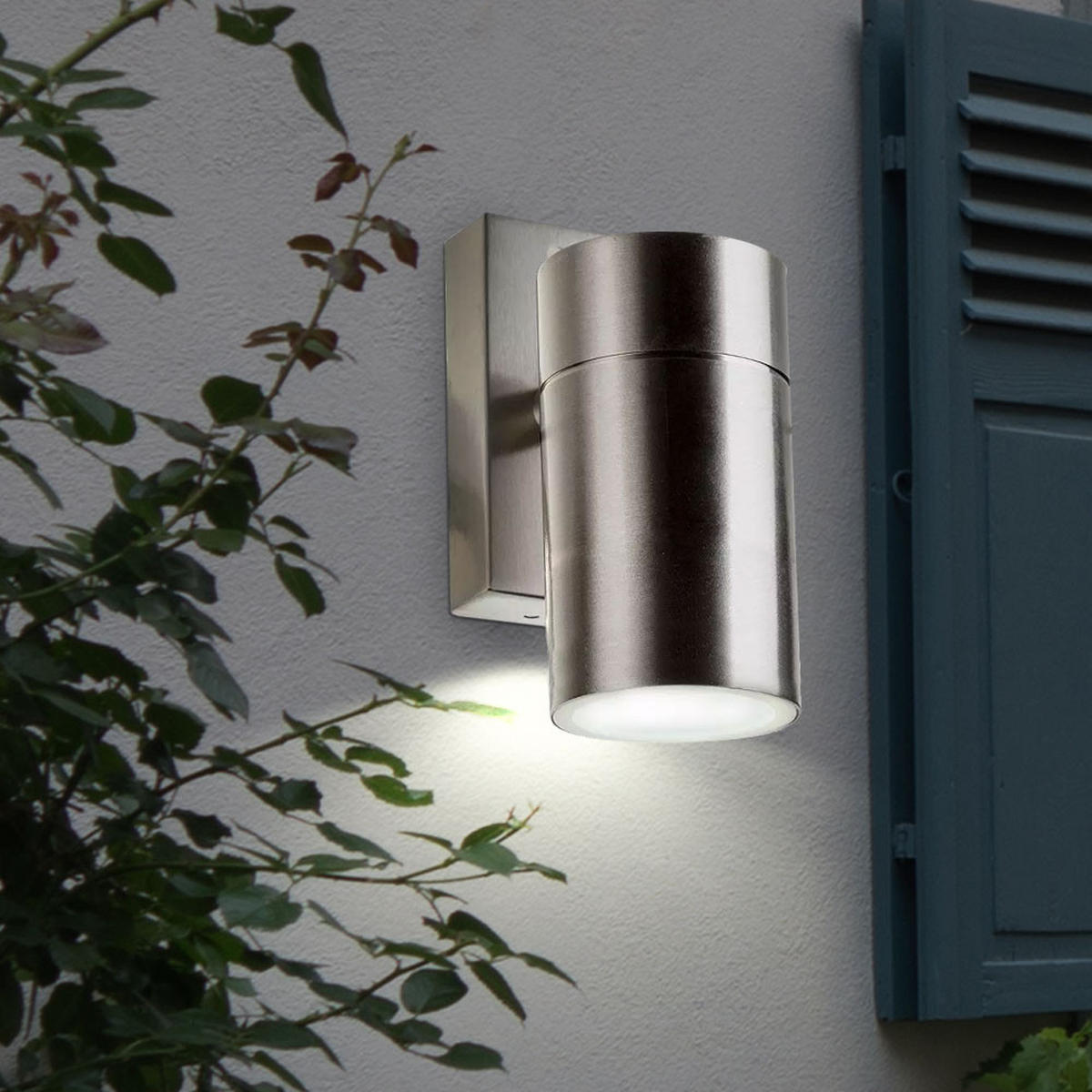 LED AUSSEN-WANDLEUCHTE Edelstahl Silber - Silberfarben, Metall (6/10/6cm)