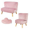 KINDERSOFA 3er-Set rosa / mauve - Rosa, Holzwerkstoff/Textil (70/50/48cm) - Roba