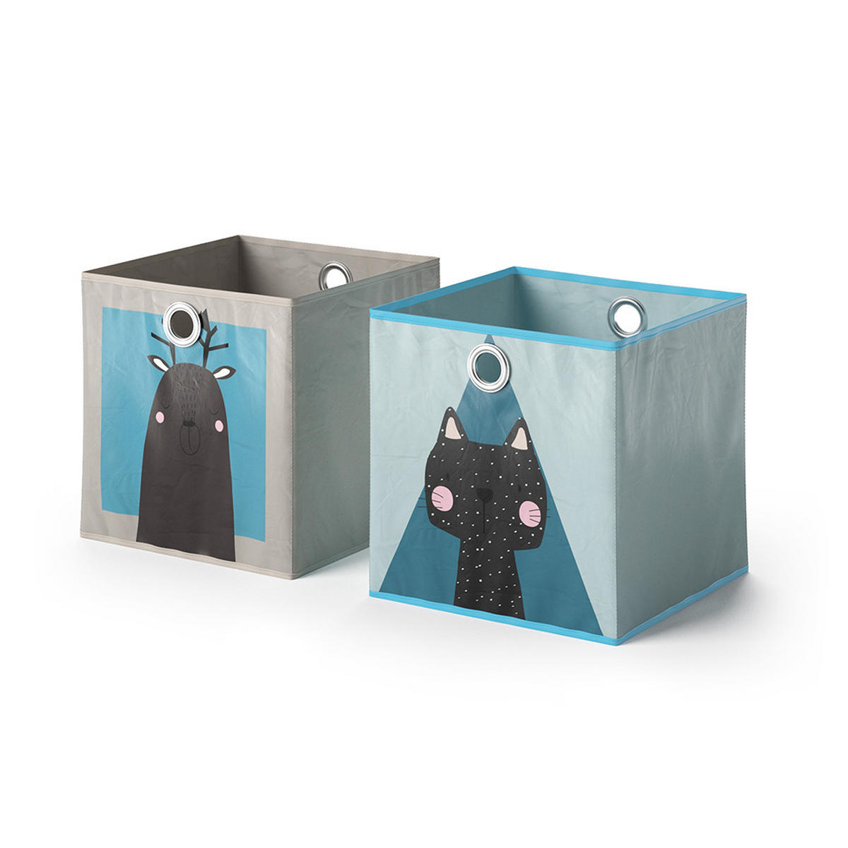 FALTBOX 30 x 30 Grau/Blau 30 x 30 cm 2er Set - Dunkelblau/Grau, Wellpappe (30/30cm) - Vicco