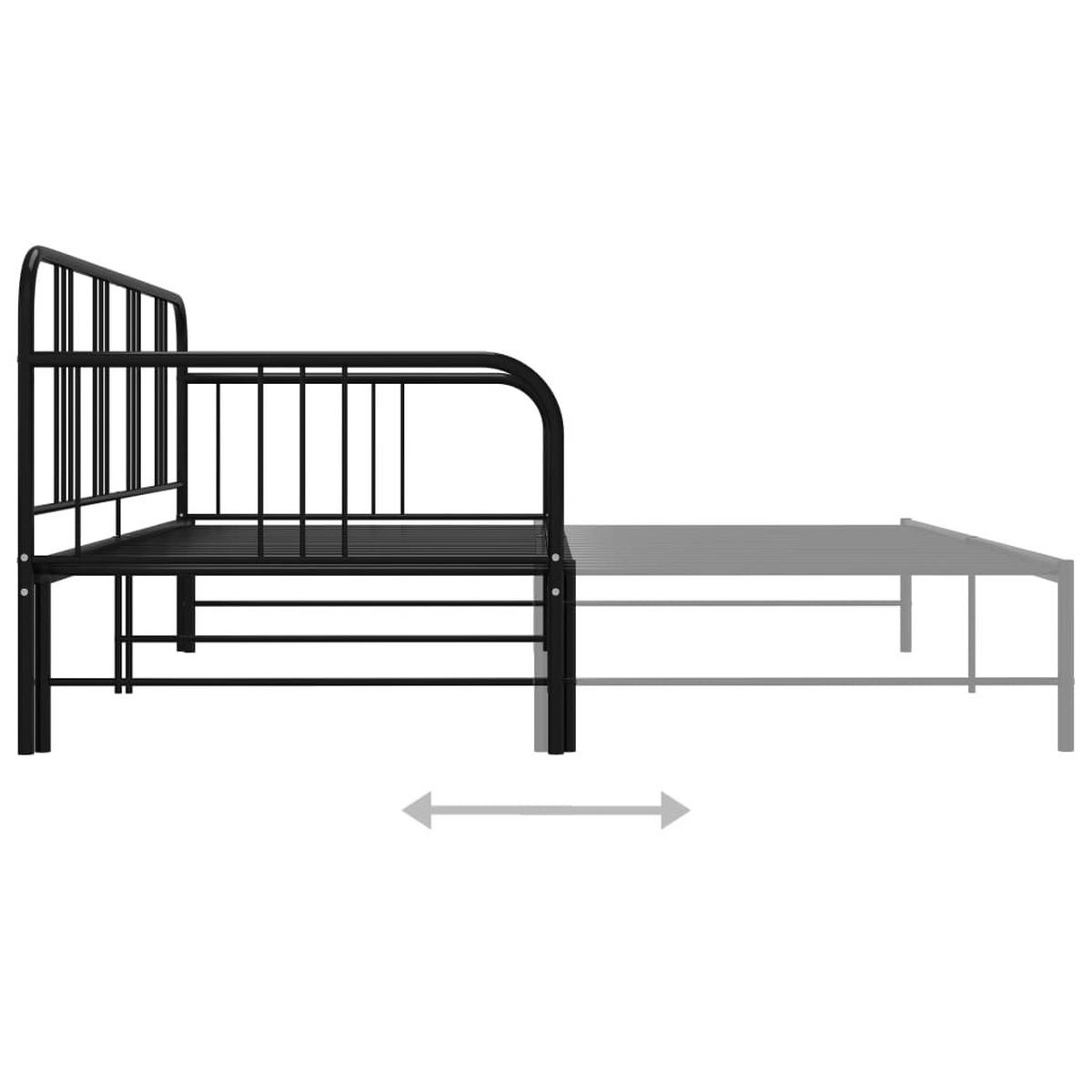 TAGESBETT Ausziehbar Schwarz Metall 90/200 Cm - Schwarz, Metall - vidaXL