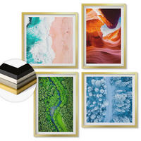 WANDBILDER 4er Set - 50x50 cm & 40x60 cm Goldrahmen - Grün der Wasserschlucht im Winter - Goldfarben, Kunststoff (50/50cm) - ArtPrintCave