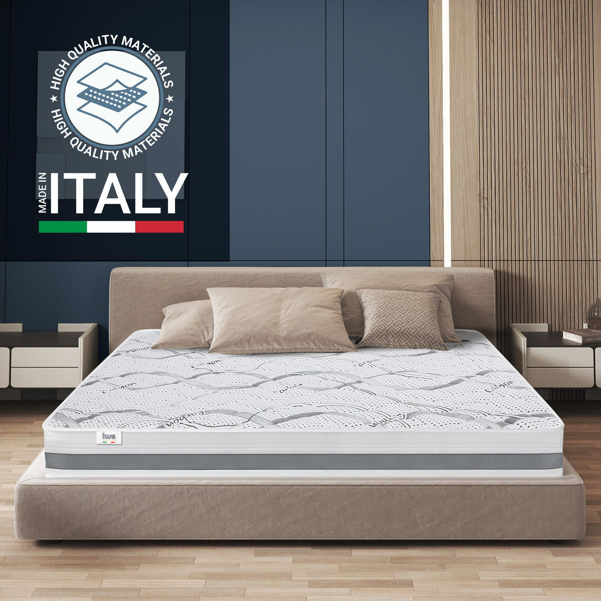 EINZELBETTMATRATZE GROß 130x200 | Memory Foam| Höhe 22 cm - Weiß, Textil (130/200cm) - The White Stone