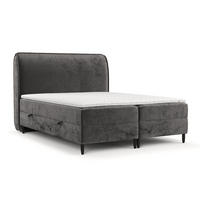 BOXBETT Melba Dunkelgrau 180/200 cm mit Matratze und Topper - Dunkelgrau/Schwarz, Holz/Holzwerkstoff (180/200cm) - Maison de Reve