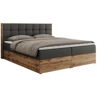BOXBETT ALBERO 1 - 200/200 Dunkelgrau Kunstleder - H4 - Dunkelgrau, Holz/Textil (200/200cm) - MKS
