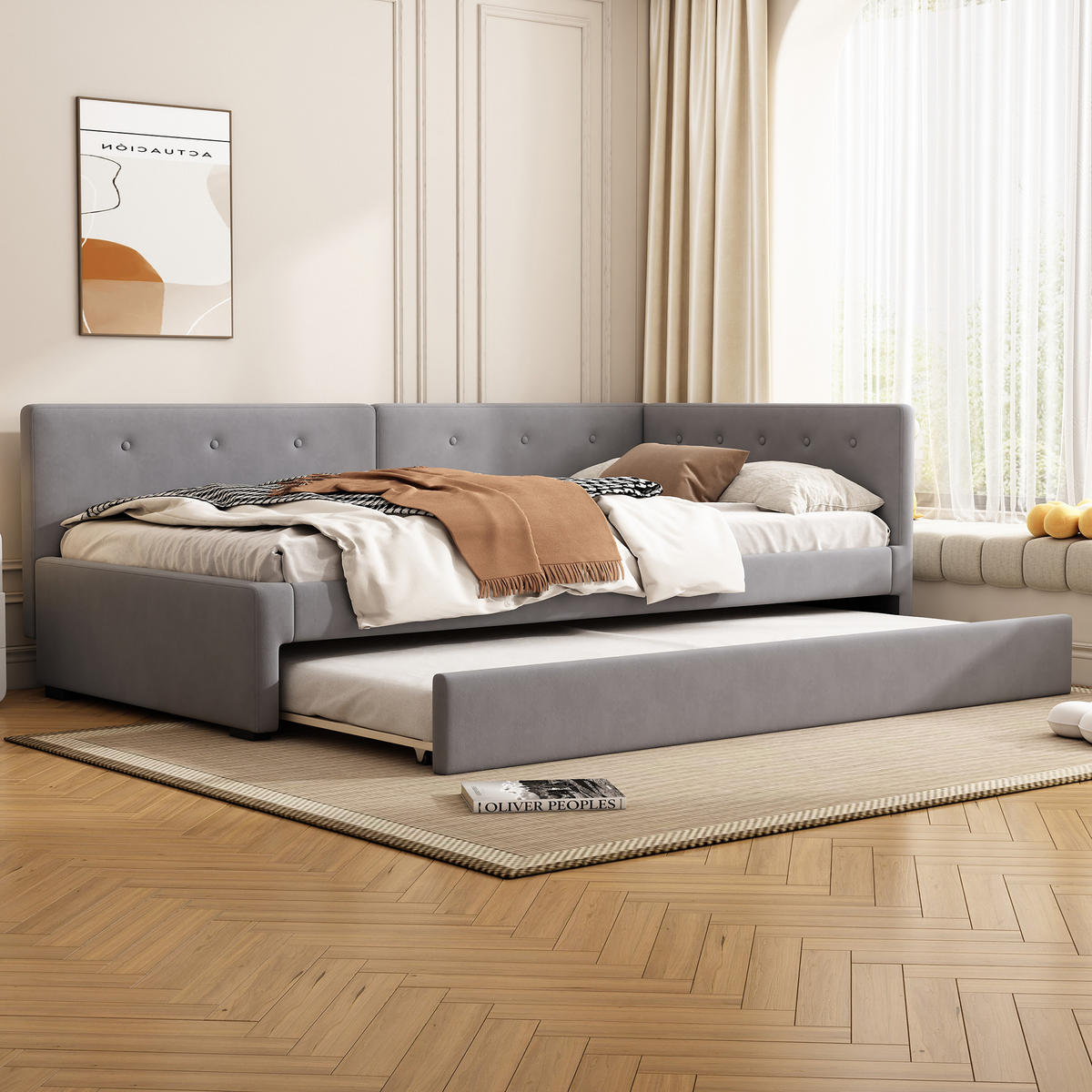 DAYBETT 90x200 cm Rollbett grau - Grau, Textil (90/200cm) - LEBENLANG