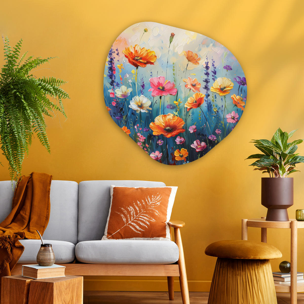 WANDBILD Blumen - Natur - Aquarell - Kunst 90x90 cm - Multicolor, Kunststoff (90/90cm) - MuchoWow