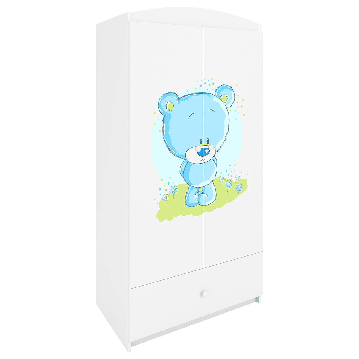 SCHRANK 2 Türen Weiß - Weiß/Hellblau, Holzwerkstoff (90/187/57cm) - Petits-meubles