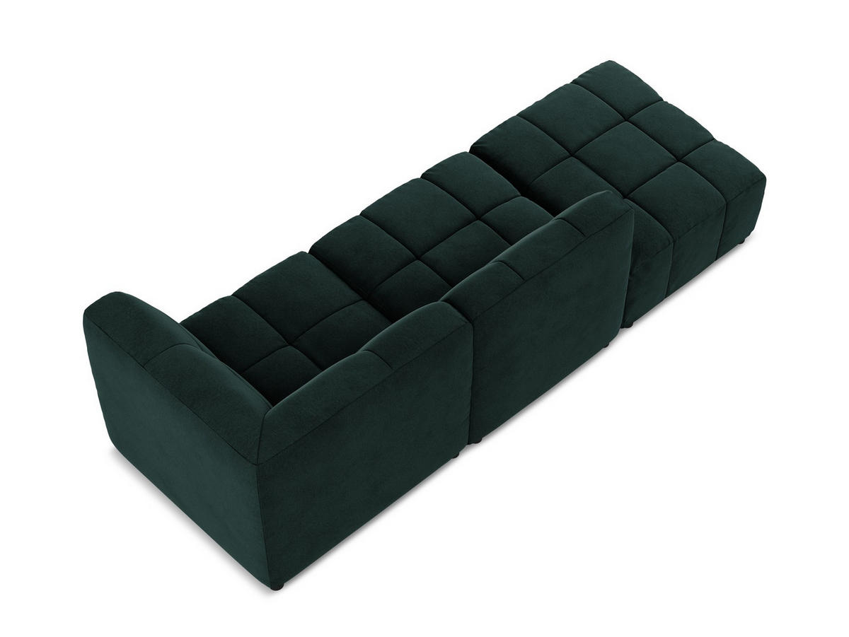 ECKSOFA Links Samt Stoff Grün - Salbeigrün/Schwarz, Holzwerkstoff/Kunststoff (240/90cm) - Makamii