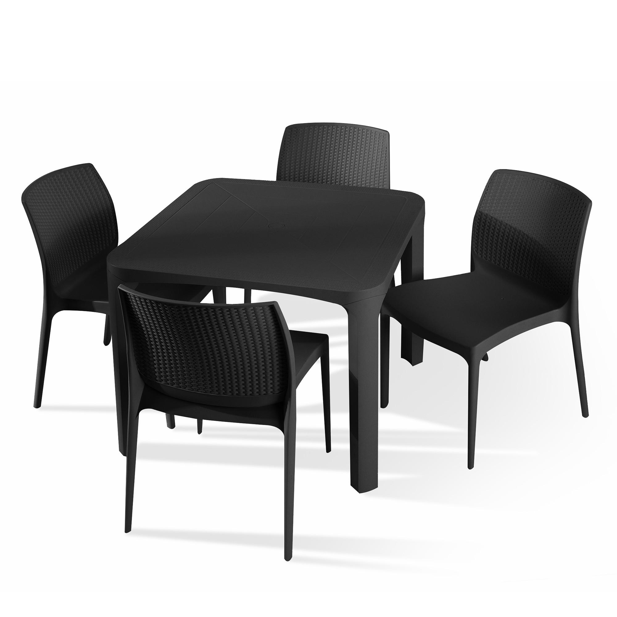 GARTENMÖBEL-SET LEOPSI, RANTU 5-tlg, Anthrazit - Anthrazit, Kunststoff - KONSIMO®