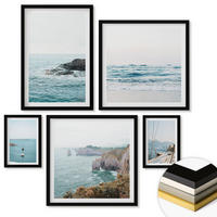 WANDBILDER 5er-Set - 50x50 cm & 20x30 cm & 40x60 cm Schwarzer Rahmen - Küstenlandschaftsblick - Schwarz, Kunststoff (40/60cm) - ArtPrintCave