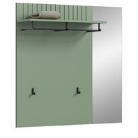 GARDEROBENPANEEL grün 106 x 106 cm, Wandgarderobe mit Spiegel - Grün, Glas/Holzwerkstoff (106/106/27cm) - Inn.Furn
