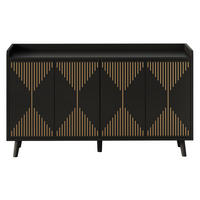 SIDEBOARD Schwarz 140cm mit 4 Türen Verstellbare Einlegeböden Geometrisch - Schwarz, Holzwerkstoff (140/84/40cm) - Urban Meuble