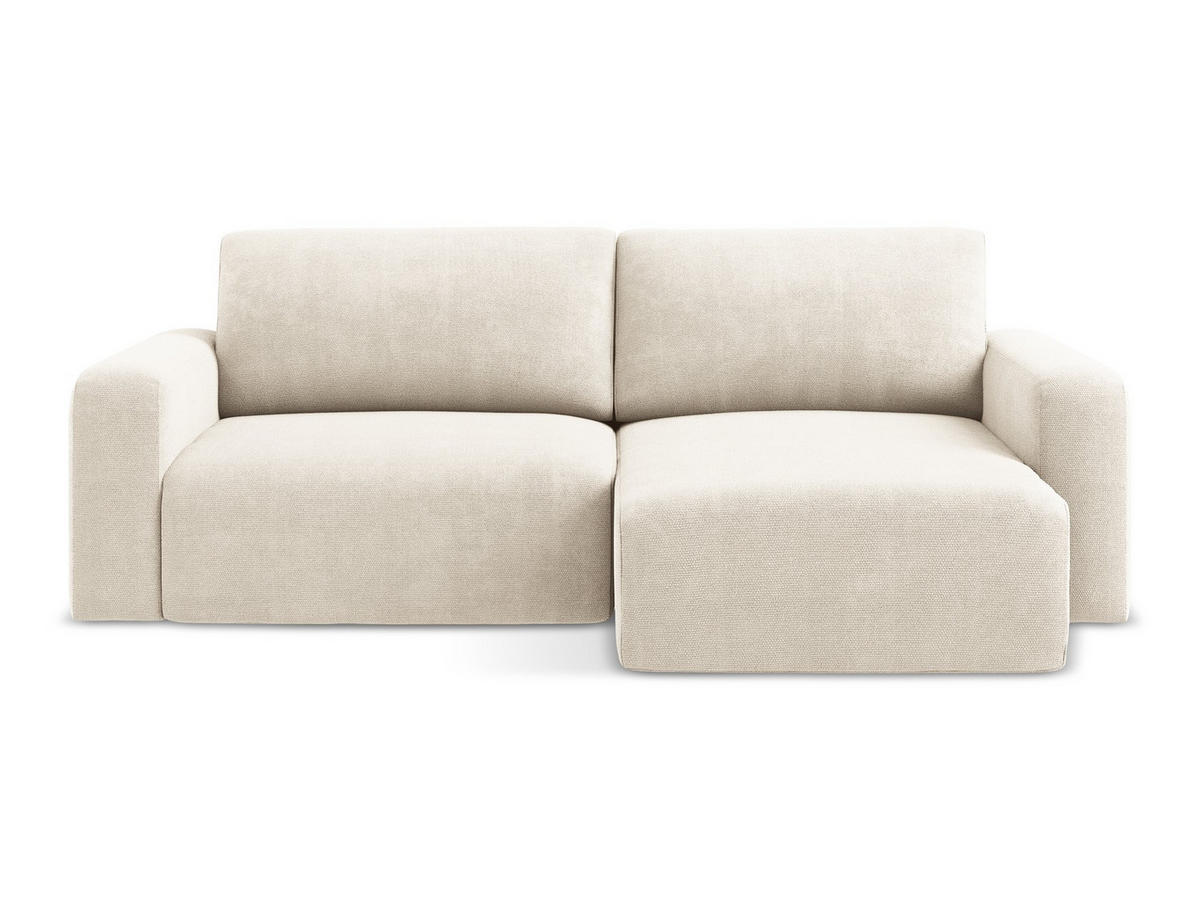 ECKSOFA mit Schlaffunktion rechts Chenille Stoff Beige - Beige/Creme, Kunststoff/Textil (244/149cm) - Makamii