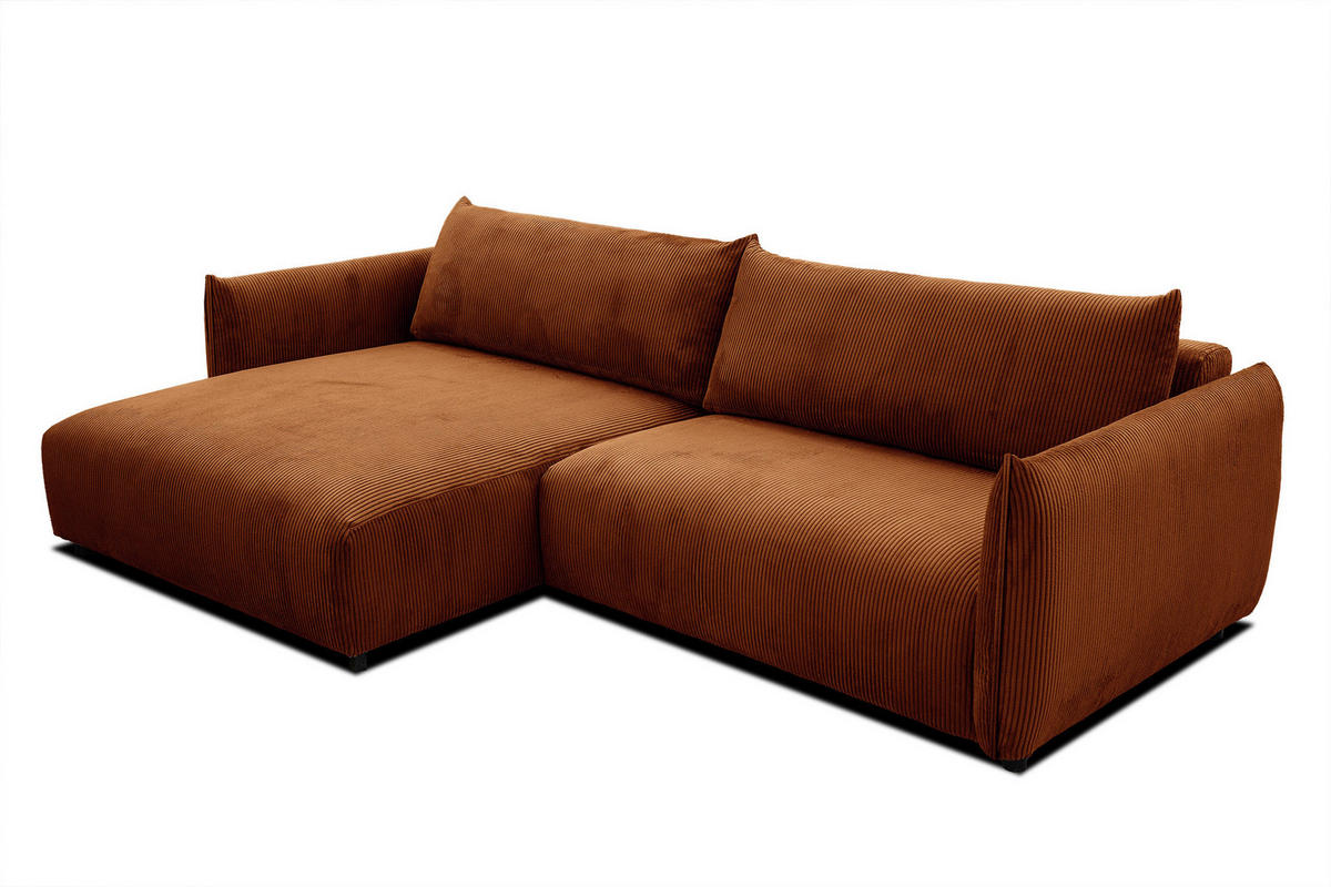 ECKSOFA TAUER 5-Sitzer, orange - Schwarz/Orange, Holzwerkstoff/Kunststoff (174/292cm) - Courtois Laville