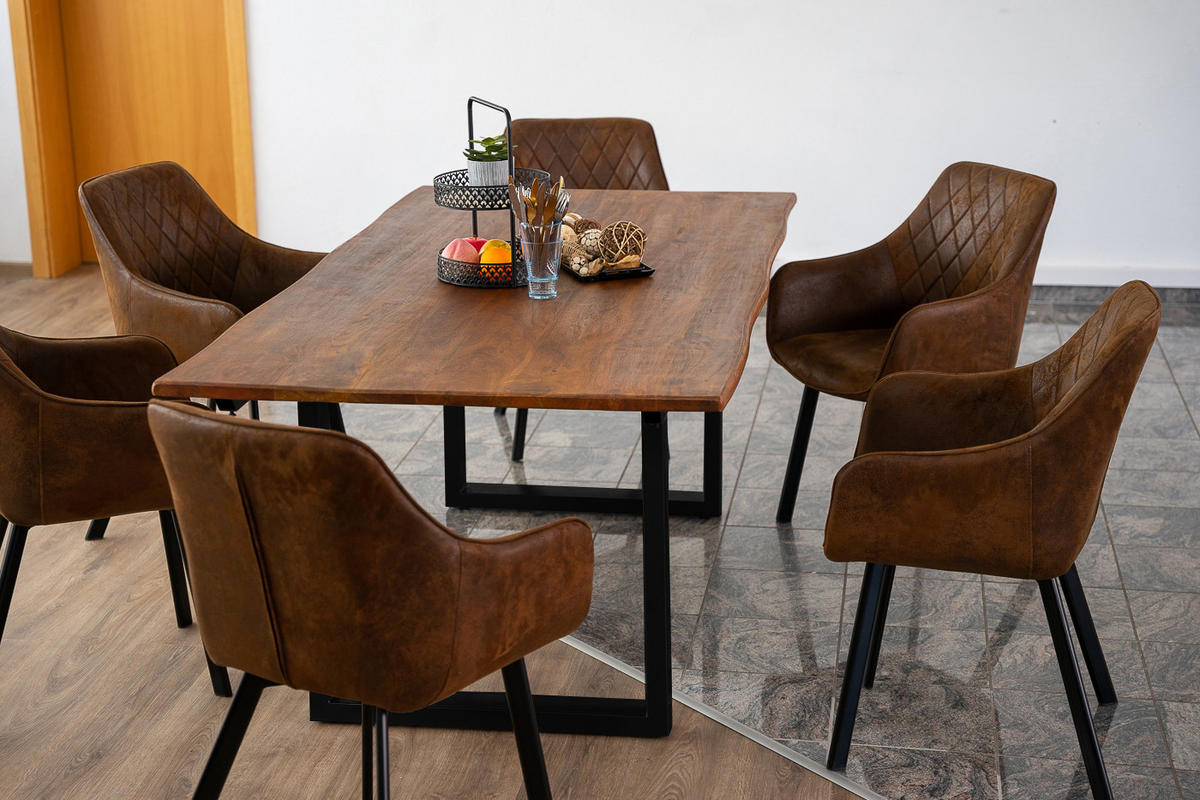 ESSTISCH NORINA - Schwarz/Braun, Holz/Metall (90/160/77cm) - SAM