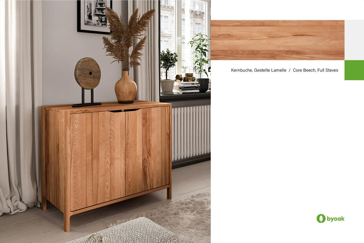KOMMODE PAUL Kernbuche - Kernbuche, Holz (95/80/50cm) - byoak