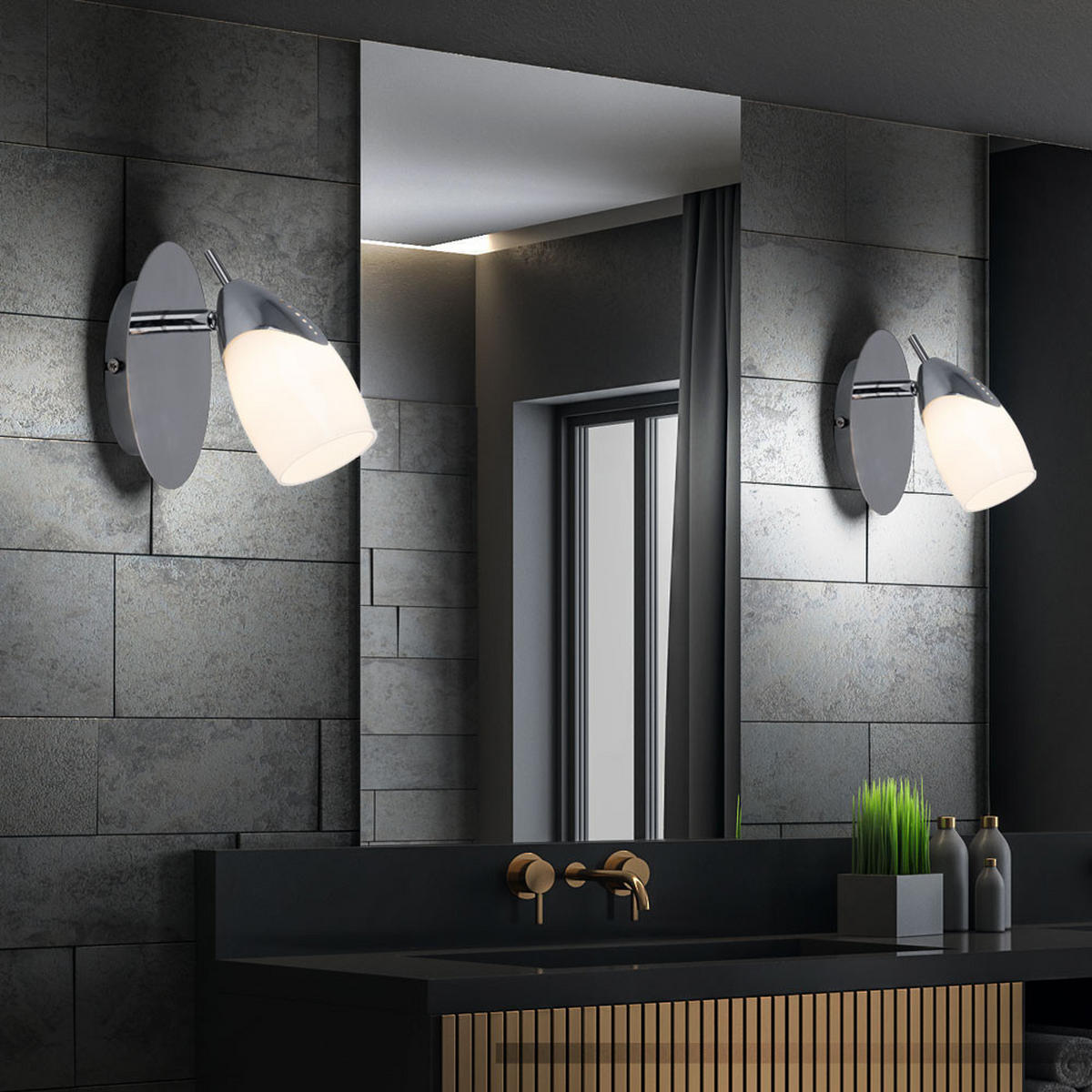 LED WANDLEUCHTE Wilma Silber Metall Glas 2er Set - Silberfarben, Glas (8/15/16cm)