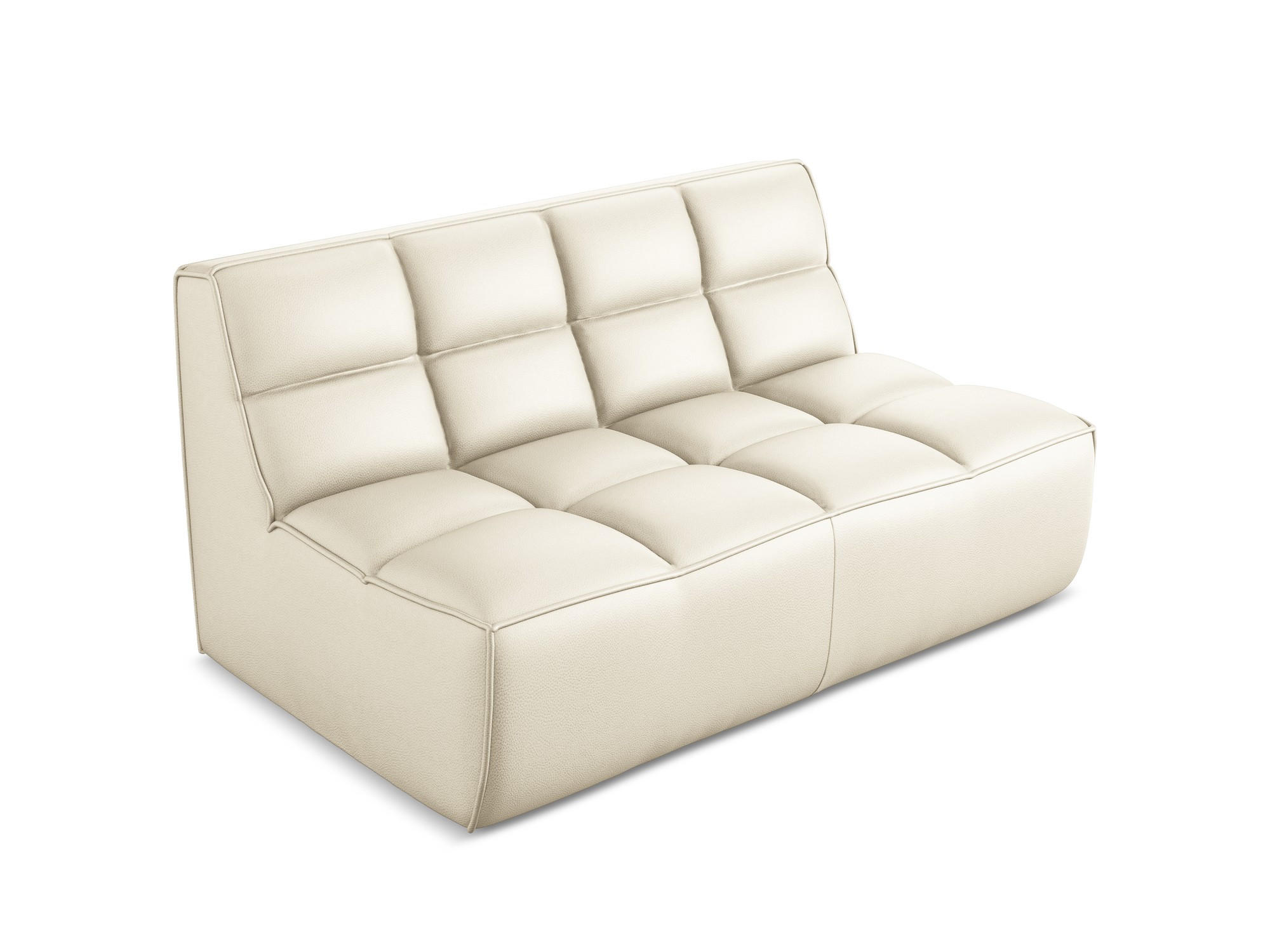Thumbnail - Makamii 2-Sitzer-Sofa, Creme, Leder, Füllung: Schaumstoff, 160x75x93 cm, Made in EU, Wohnzimmer, Sofas & Couches, Sofas,...