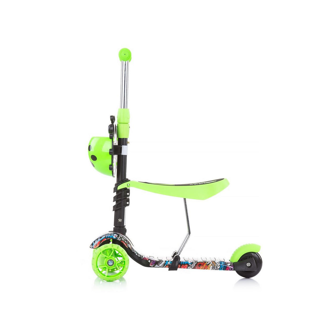ROLLER Rutscher Kiddy 2 in 1 hellgrün Höhe einstellbar 3 Räder mit Licht - Grün, Kunststoff (56/15/27cm) - Chipolino