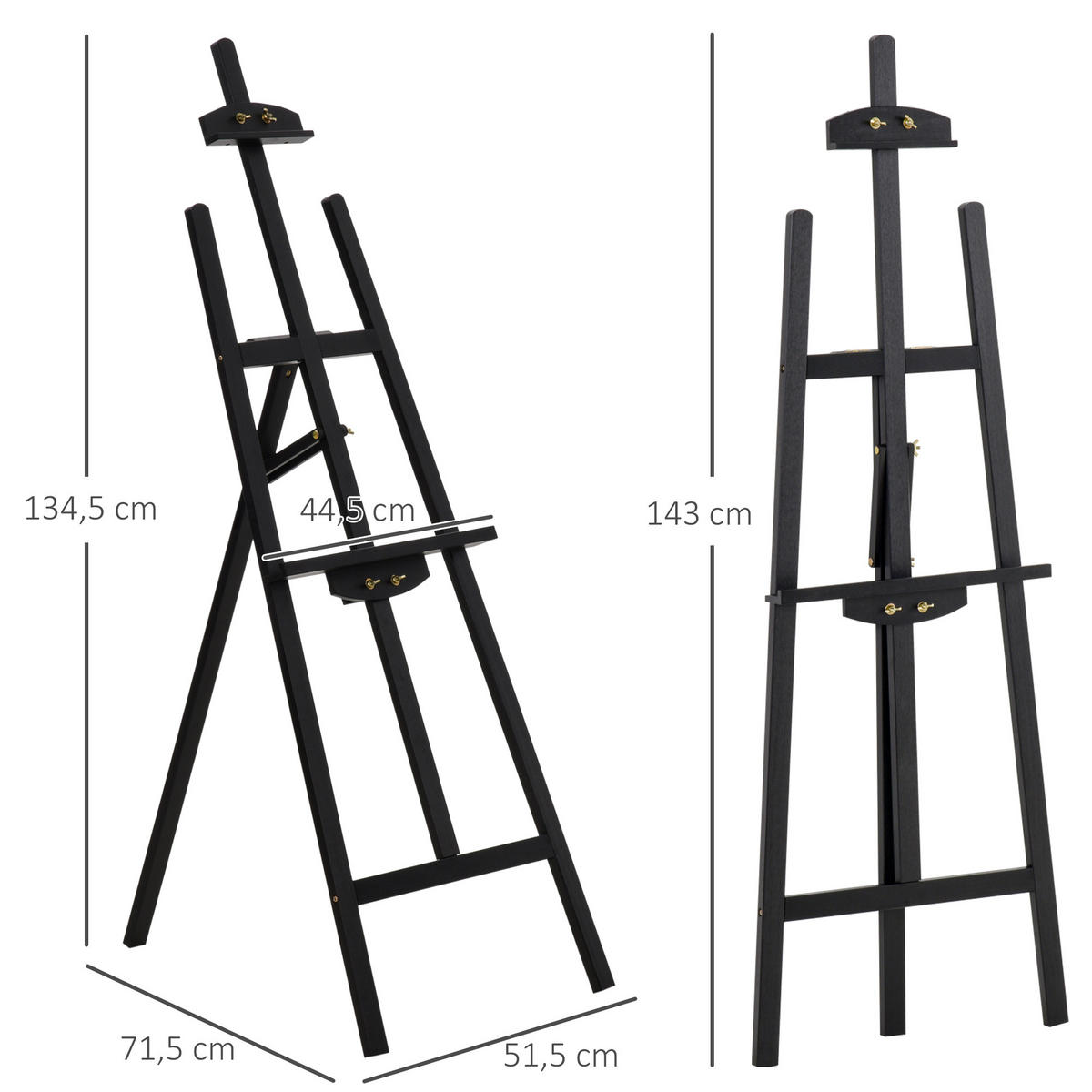 STAFFELEI DE-16665 neigbar & höhenverstellbar Kiefer - Schwarz, Holzwerkstoff (71.5/134.5/51.5cm) - ComfortXL