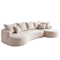 SOFA Tirano Bouclé Creme mit Ottomane rechts - Creme, Textil (300/102cm) - Juskys