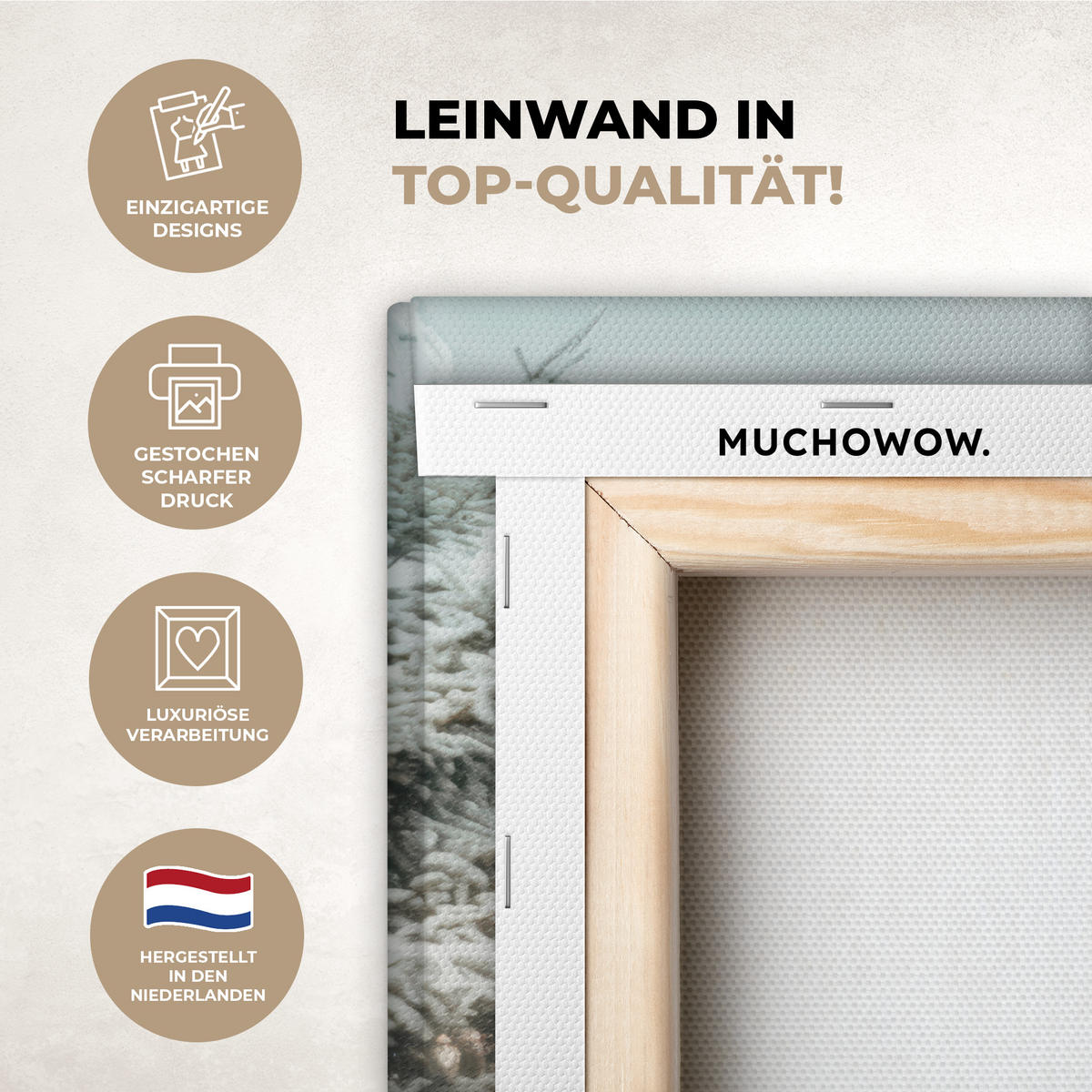 LEINWANDBILD Auto - Rot - Geschenke - Winter - Schnee - Weihnachten 40x30 cm - Rot, Textil (40/30cm) - MuchoWow