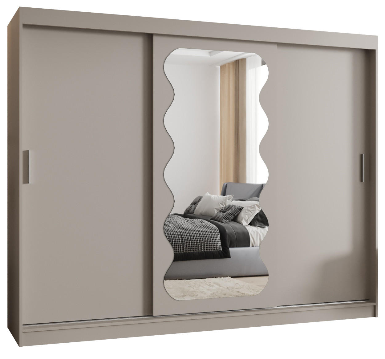 SCHWEBETÜRENSCHRANK 200/250/62 3-türig - Kaschmir/Silberfarben, Holz (250/200/62cm) - MÖBEL KRYSPOL