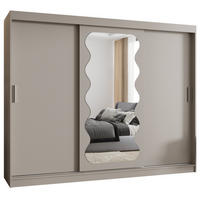 SCHWEBETÜRENSCHRANK 200/250/62 3-türig - Kaschmir/Silberfarben, Holz (250/200/62cm) - MÖBEL KRYSPOL