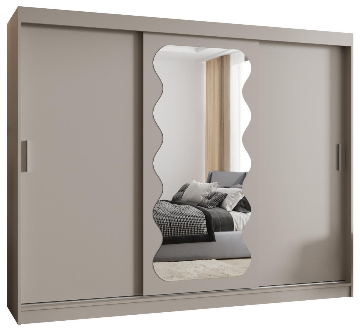 SCHWEBETÜRENSCHRANK 200/250/62 3-türig - Kaschmir/Silberfarben, Holz (250/200/62cm) - MÖBEL KRYSPOL