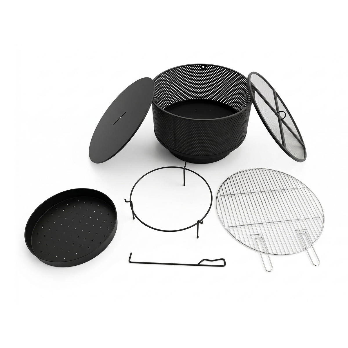 FEUERSCHALE - Schwarz, Metall (61/38/61cm) - Relaxdays