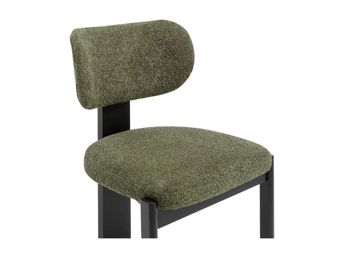 STUHL 6er-Set - Bouclé-Stoff & Kautschukholz -Schwarz & Khaki - WILANA - Grün, Textil (60/85/56cm) - Vente-Unique