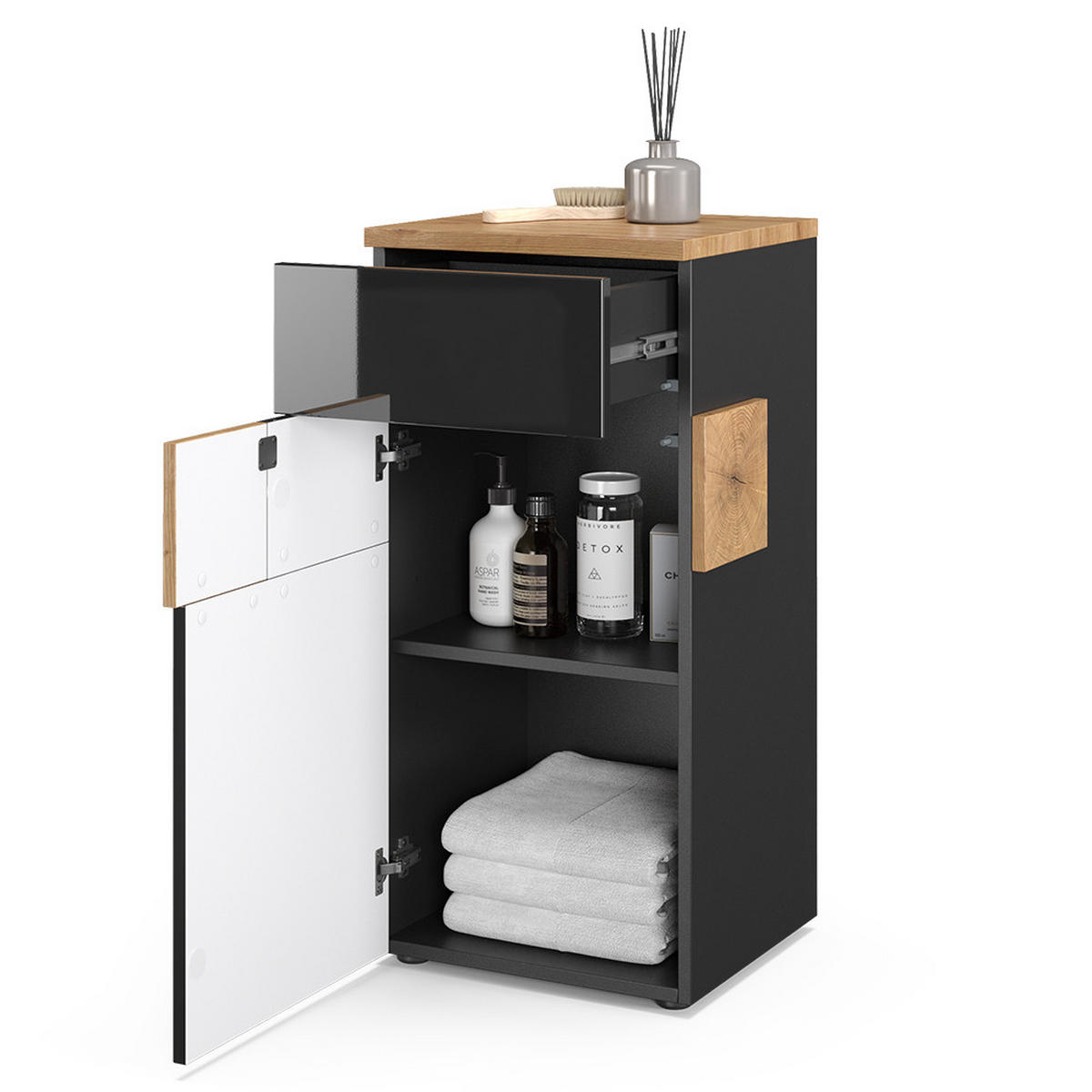 MIDISCHRANK Eden Anthrazit 40 x 84 cm - Anthrazit, Holzwerkstoff (40/84/37cm) - Vicco