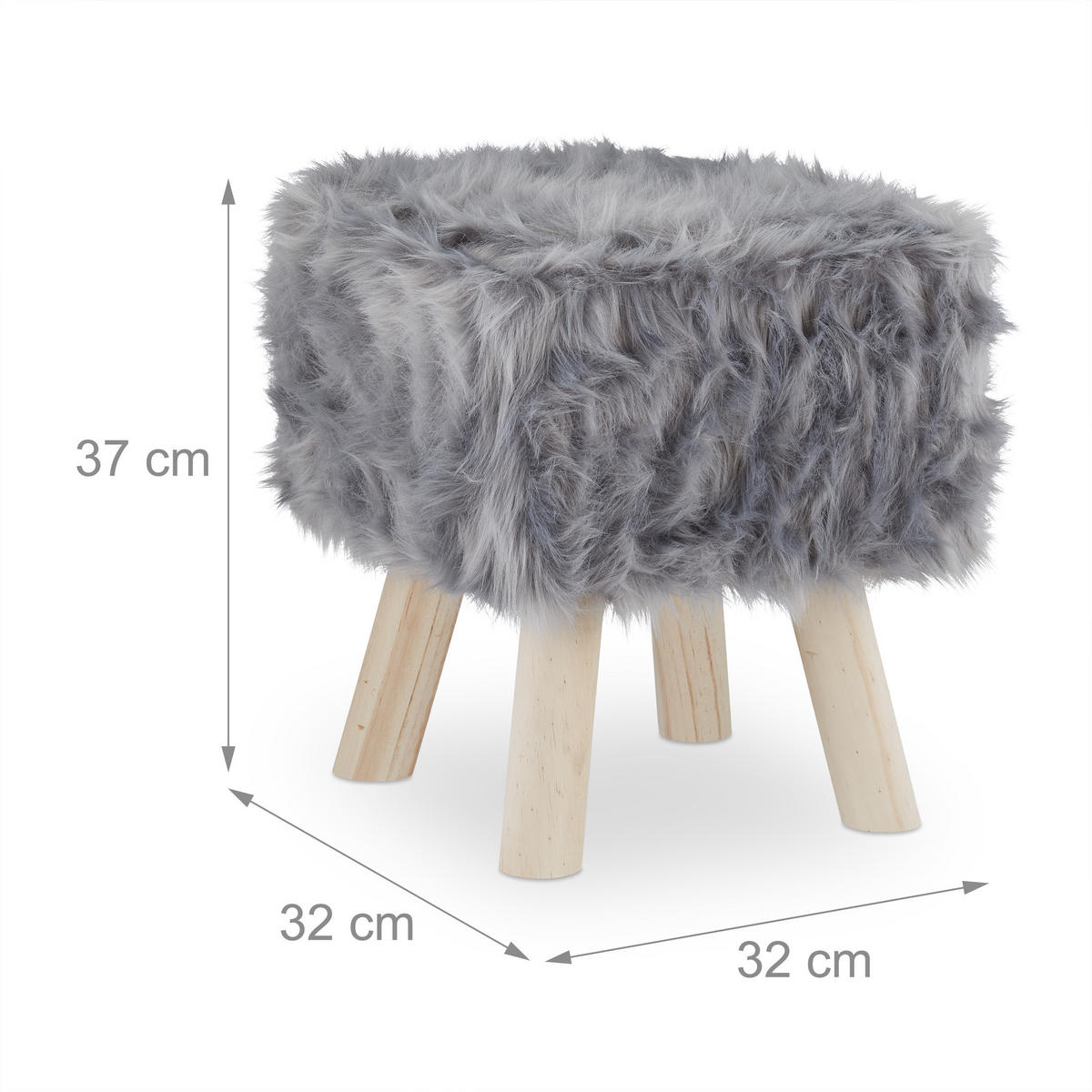 FELLHOCKER - Grau, Holz/Holzwerkstoff (32/37/32cm) - Relaxdays