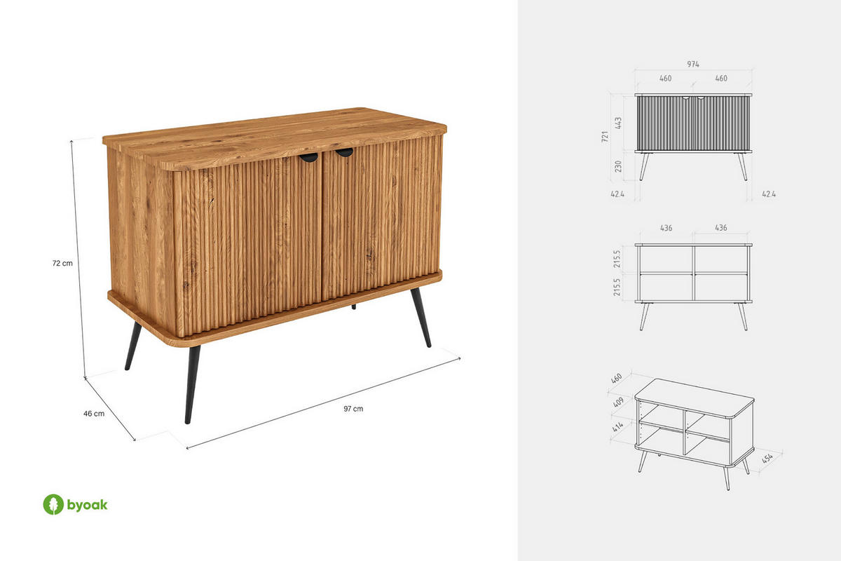KOMMODE LINA - Kernbuche, Holz (97/72/46cm) - byoak