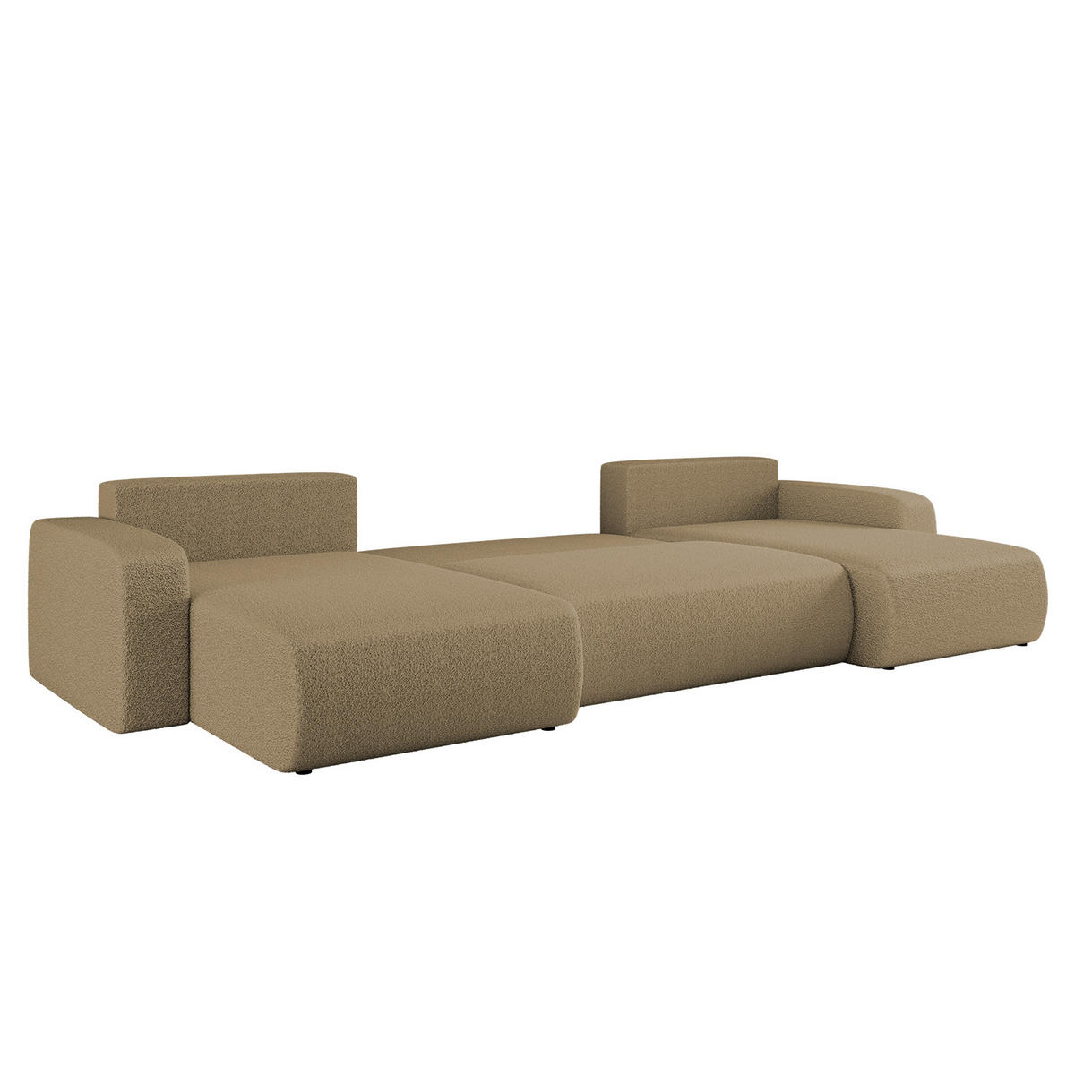 ECKSOFA U-Form Mit Schlaffunktion Und Bettkasten MILANO Stoff Hellbraun - Hellbraun, Holz (312/145cm) - Kaiser Möbel