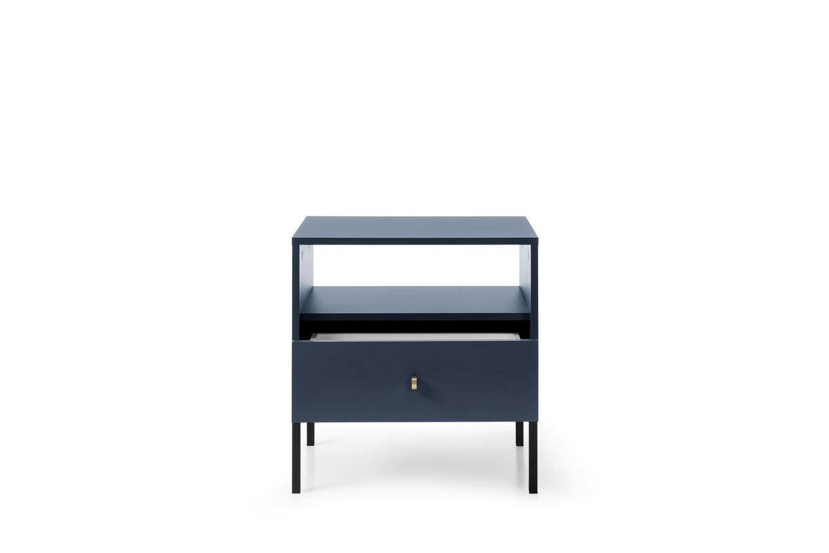 NACHTISCH - Bettisch Melody MS54 Dunkelblau + Schwarz - Schwarz/Dunkelblau, Holzwerkstoff (54/56/39cm) - Möblo