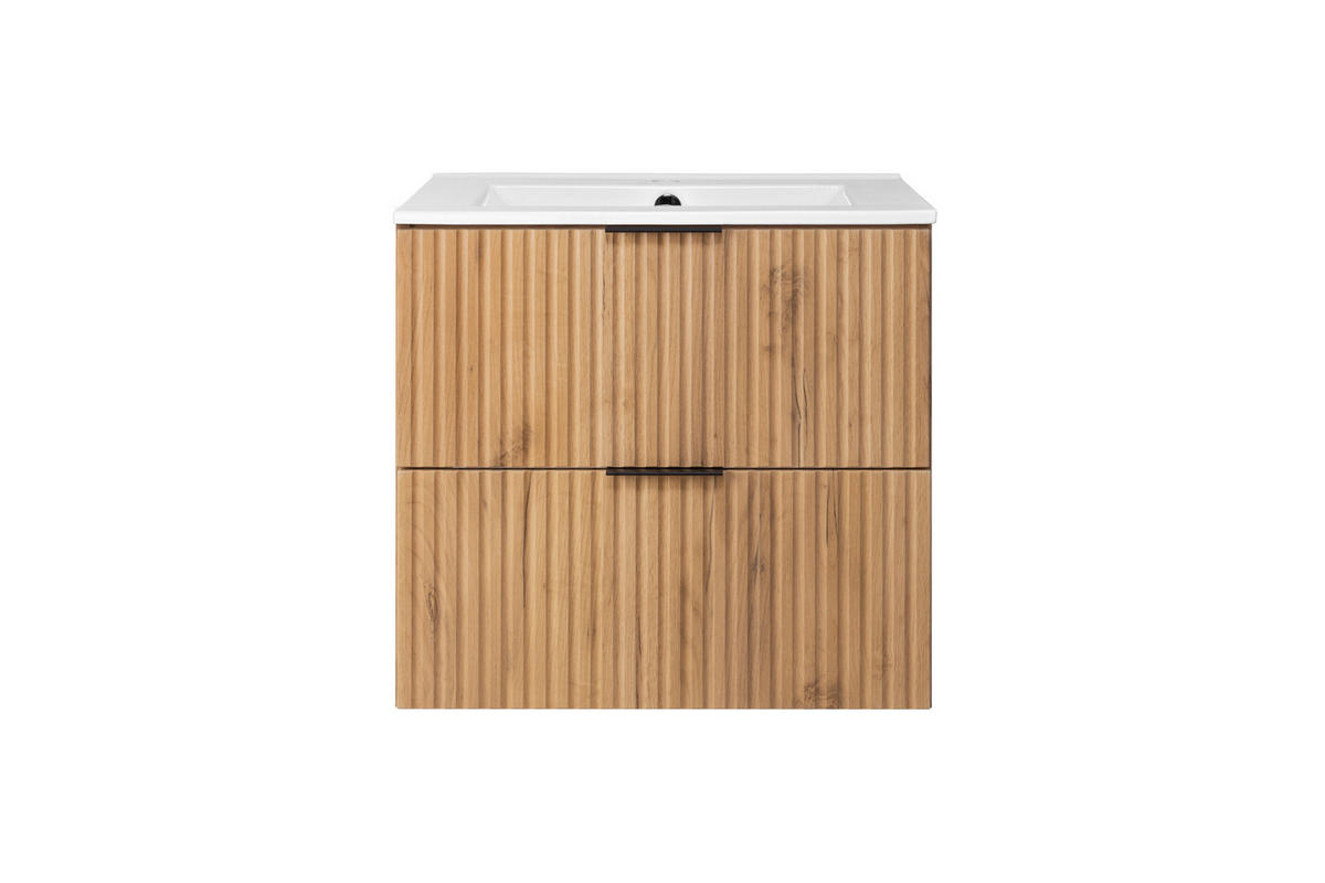 WASCHBECKUNTERSCHRANK FLOW + Waschbecken Eiche Craft 60/57/46 cm - Eichefarben, Holzwerkstoff (60/57/46cm) - Rodan