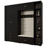 GARDEROBEN-SET 236,7/240/47 - Goldfarben/Schwarz, Holz/Kunststoff (240/236.7/47cm) - Abiks Möbel