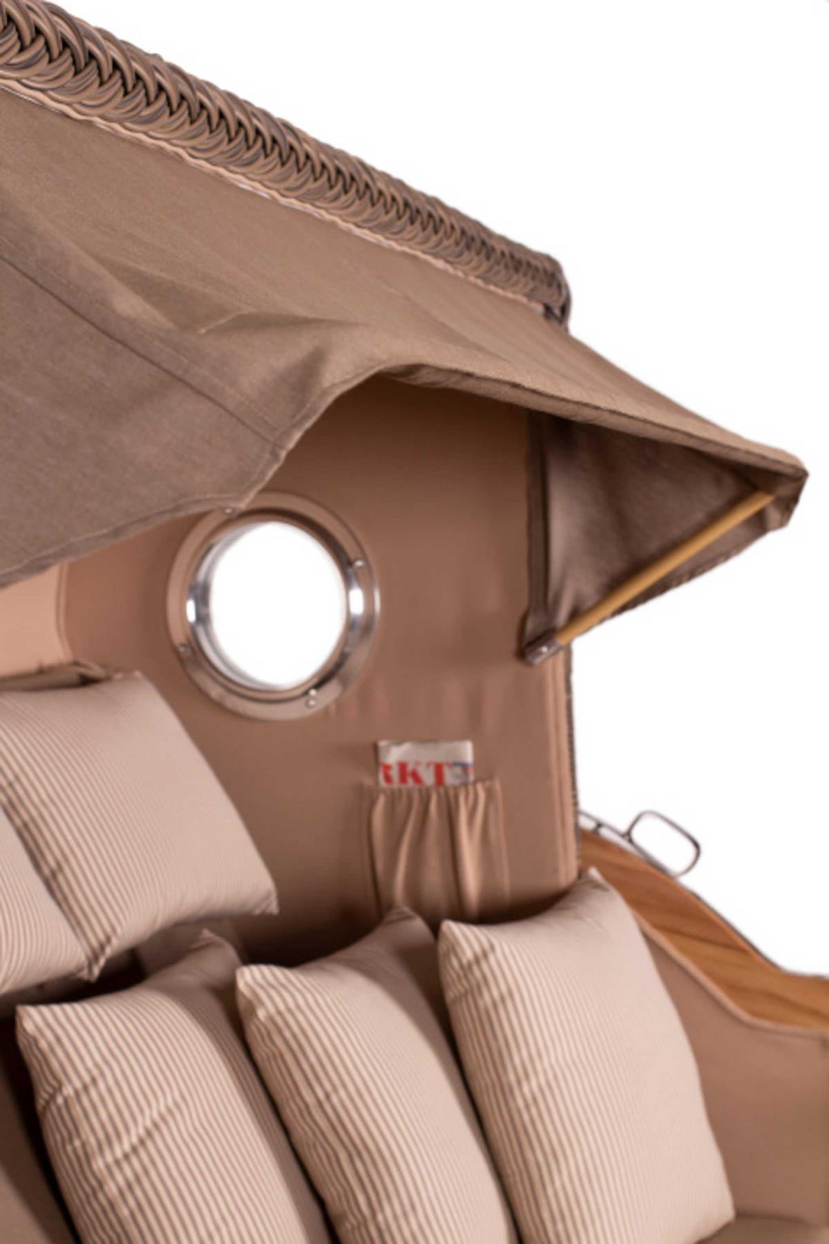 STRANDKORB XXL Düne Grande Teak PE Grey - Braun, Metall (170/170/95cm) - Mr. Deko