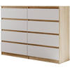 KOMMODE Lemon 140 cm mit acht Schubladen eiche Sonoma/weiß - Weiß/Sonoma Eiche, Holzwerkstoff (140/101.5/39cm) - Beautysofa
