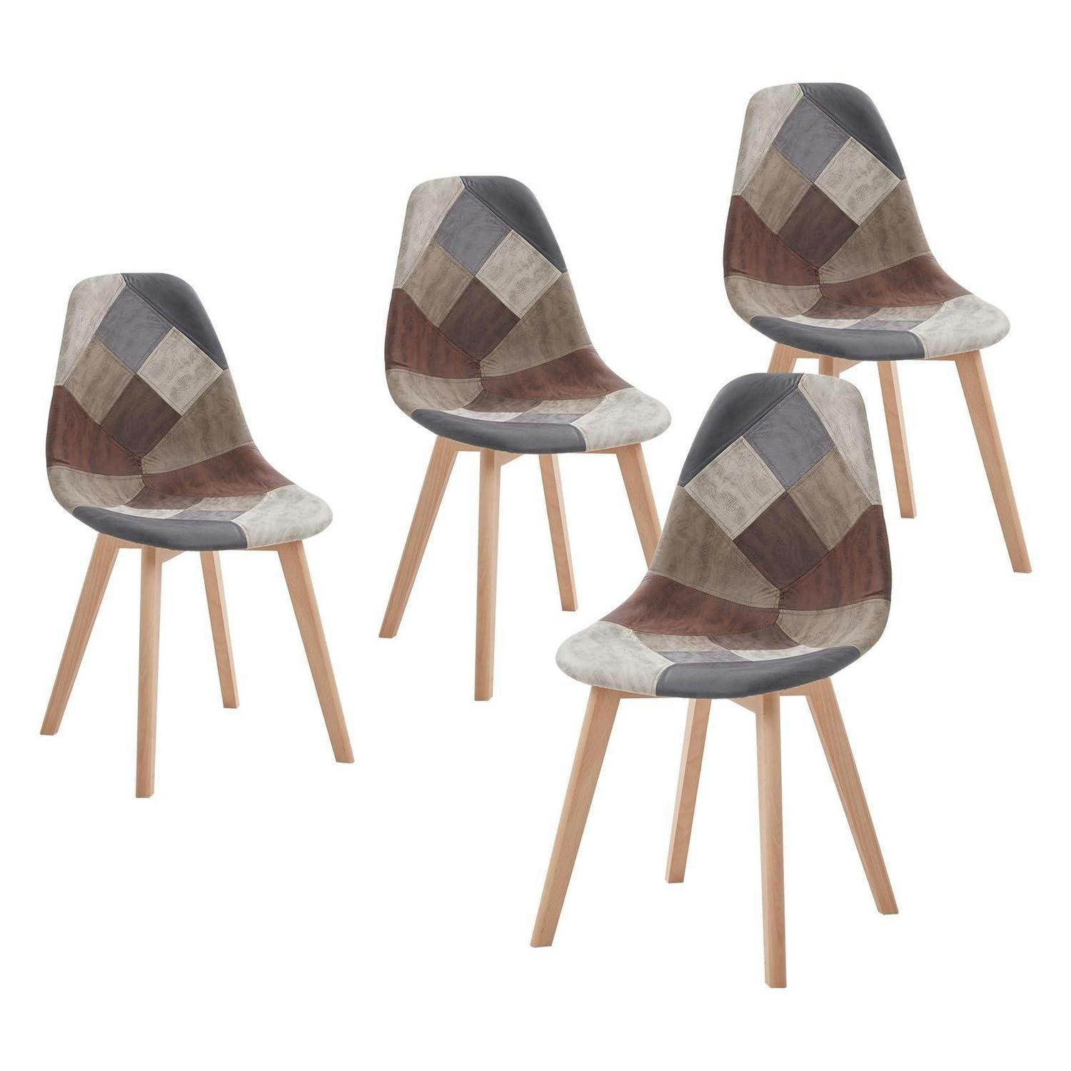 ESSZIMMERSTUHL 4-teiliges Set Patchwork Stoff Braun - Multicolor, Textil (46/86/47cm)