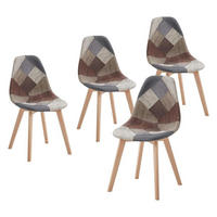 ESSZIMMERSTUHL 4-teiliges Set Patchwork Stoff Braun - Multicolor, Textil (46/86/47cm)