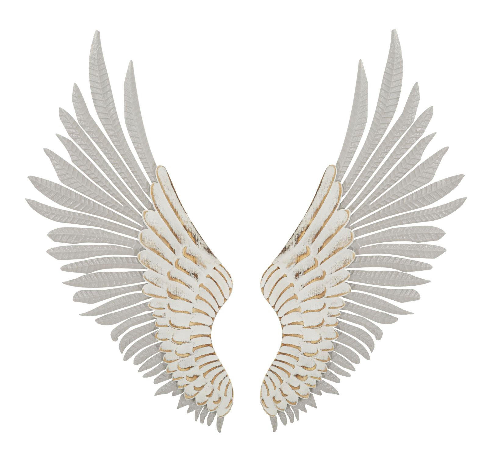 WANDDEKORATIONEN IM 2ER-SET Wings, weiß gekalkt, Eisen und MDF - Weiß, Holzwerkstoff/Metall (43.8/104/2.5cm) - Mauro Ferretti