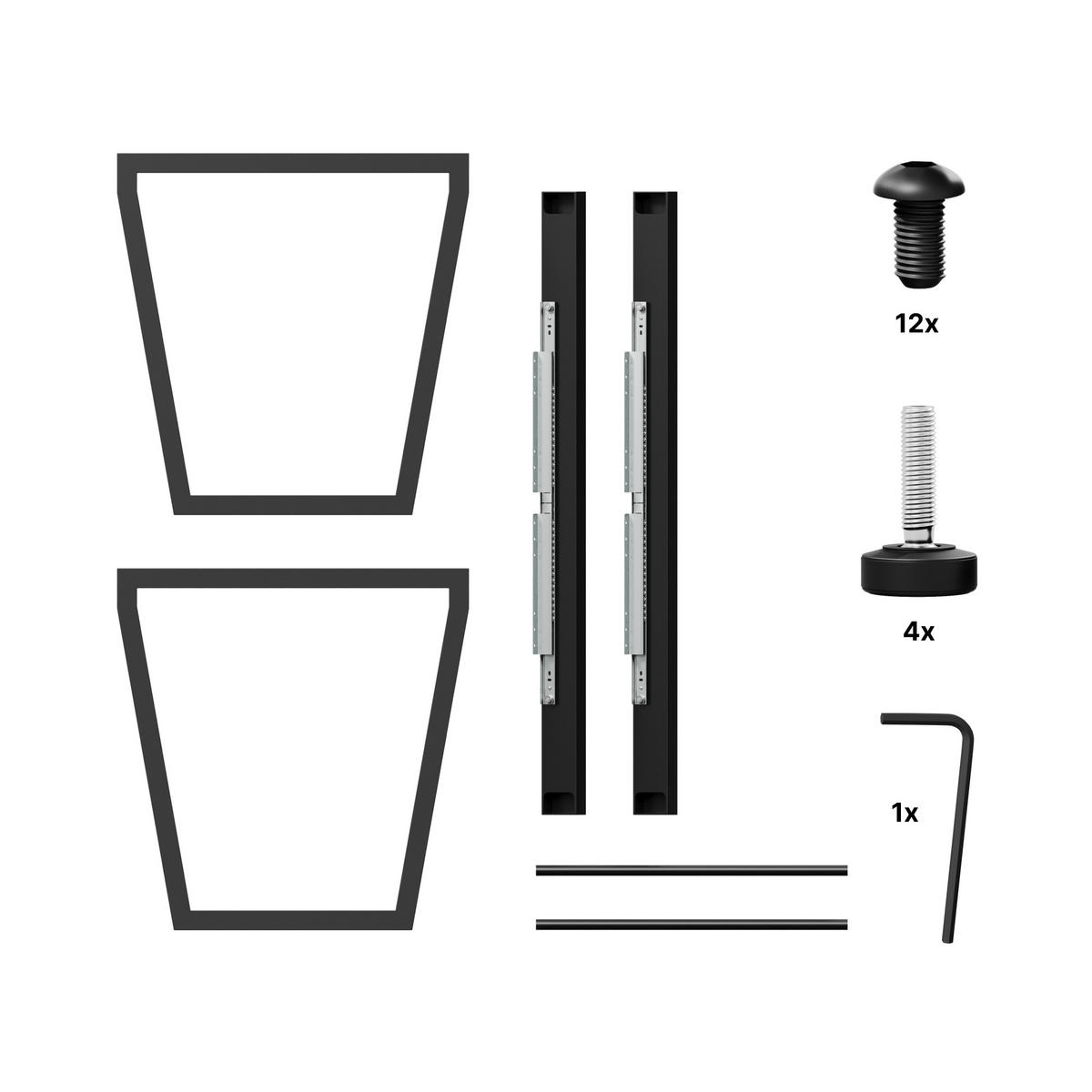 TISCHBEINE Atria Split Metall Schwarz 72cm Ausziehbarer - Schwarz, Metall (70/72/140cm) - Metalo Pro
