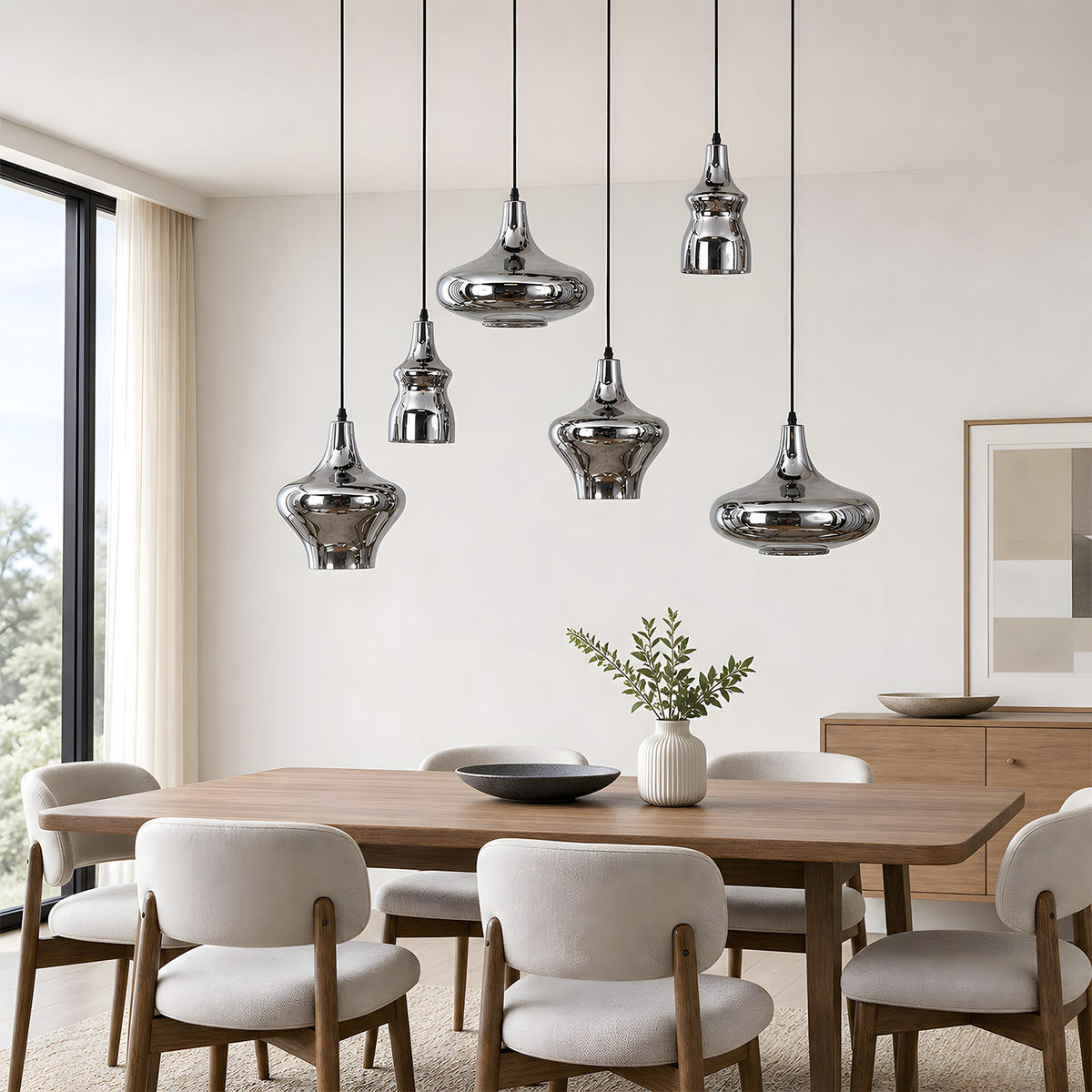 PENDELLEUCHTE Nythral 104/30/150 cm - Schwarz, Glas/Metall (104/30/150cm) - ZMH