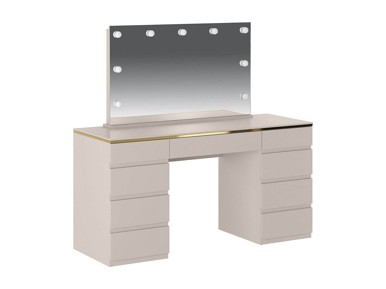 SCHMINKTISCH - 156.8 cmcm x 55 cmcm - Holz, Platte - Beige - VUKIA - Beige, Holz (156.8/145.6/55cm) - Vente-Unique