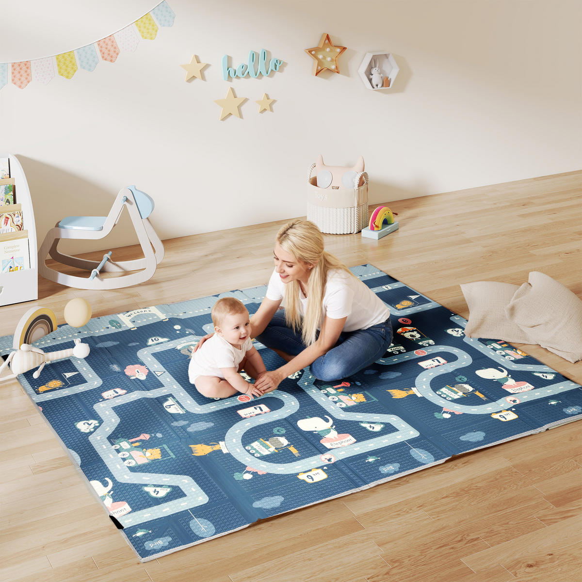 SPIELMATTE DE-18924 faltbarer Laufstall, Wendemotiv Multicolor - Multicolor, Kunststoff (180.5/202cm) - ComfortXL