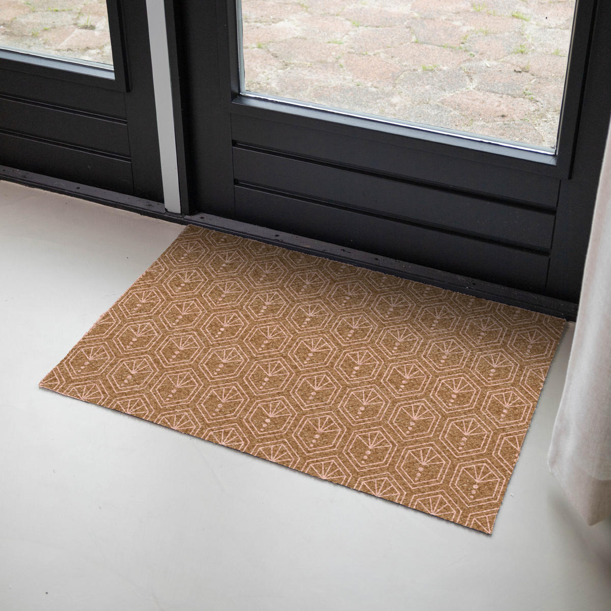 ROHOŽKA Hnědá - Růžová - Geometrická - Vzorovaná 90x60 cm - hnědá, plast/umělá hmota (90/0.4cm) - MuchoWow
