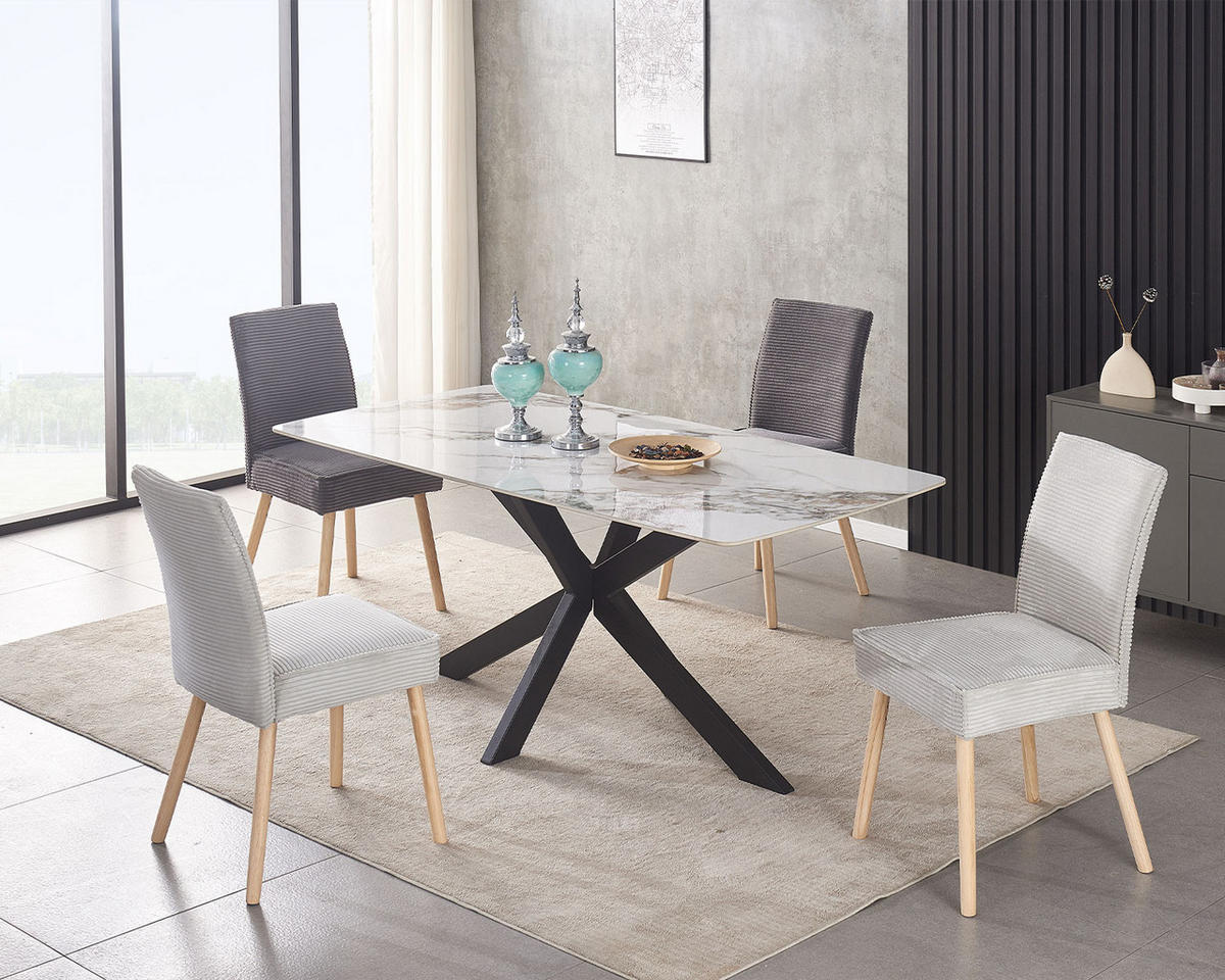 STUHL CEDRIC Grau 2 Stück - Grau, Eichenholz/Textil (49/91/61cm) - B&D Home