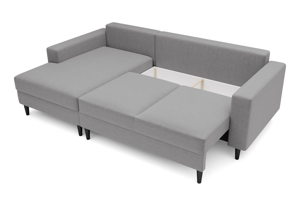 ECKSOFA Nalika Grau Velours - Schwarz/Grau, Holz/Textil (230/143cm) - Selsey